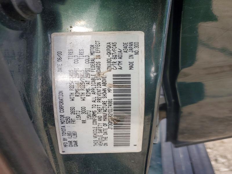 51612486 :رقم المزاد ، JT3GN86R2Y0174981 vin ، 2000 Toyota 4runner مزاد بيع