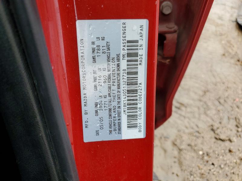 Aukcja sprzedaży 2005 Mazda 3, vin: JM1BK143051327738, numer aukcji: 50661506