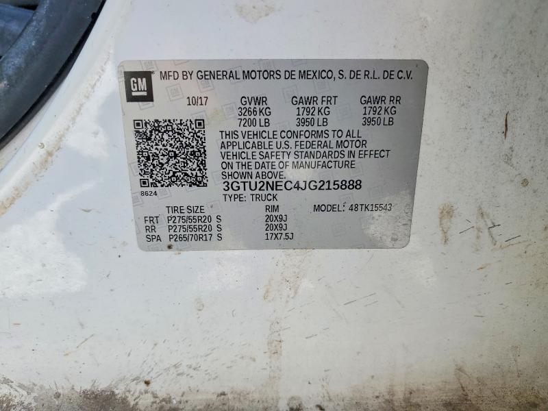 49687076 :رقم المزاد ، 3GTU2NEC4JG215888 vin ، 2018 Gmc Sierra مزاد بيع