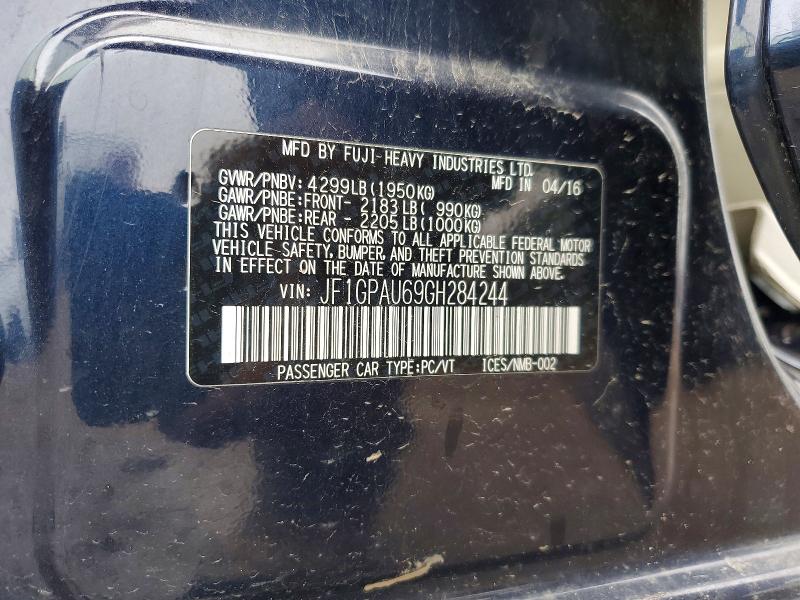 47808296 :رقم المزاد ، JF1GPAU69GH284244 vin ، 2016 Subaru Impreza مزاد بيع