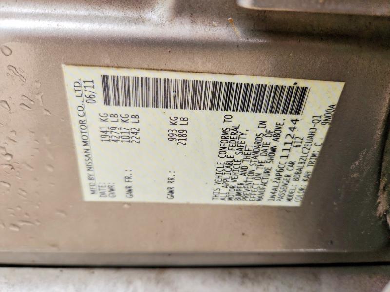 51120876 :رقم المزاد ، 1N4AL2AP6CC111244 vin ، 2012 Nissan Altima مزاد بيع