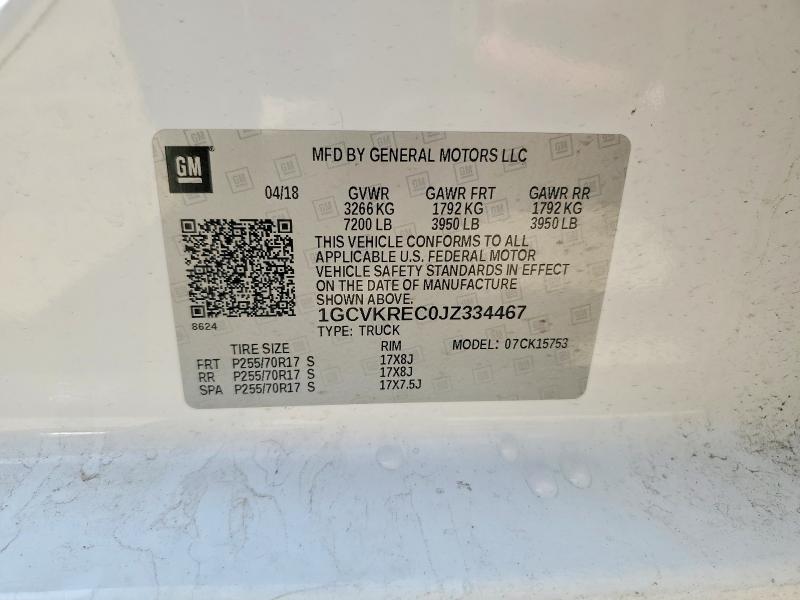 Продаж на аукціоні авто 2018 Chevrolet Silverado, vin: 1GCVKREC0JZ334467, номер лоту: 51631486