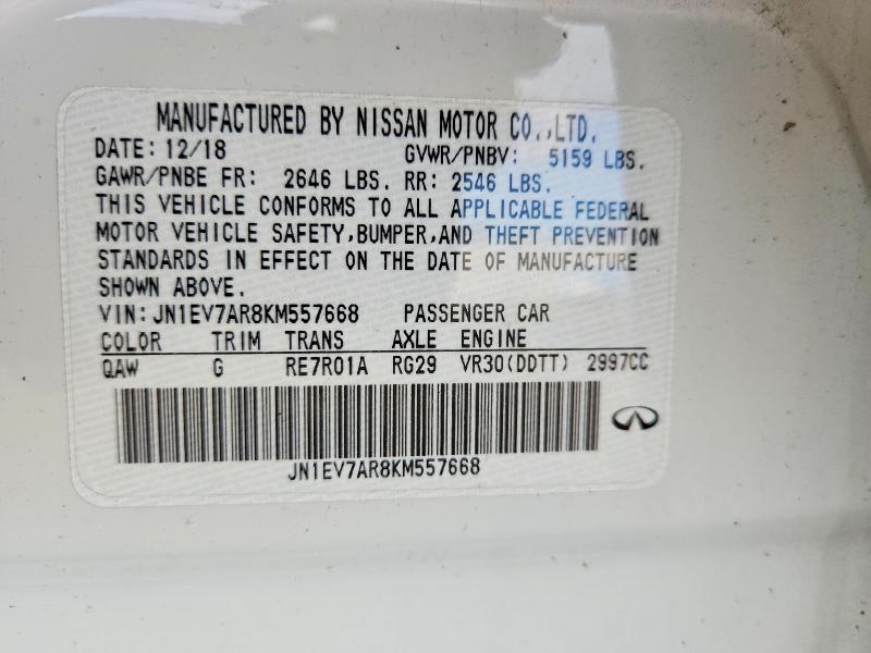 Продажа на аукционе авто 2019 Infiniti Q50, vin: JN1EV7AR8KM557668, номер лота: 50109856