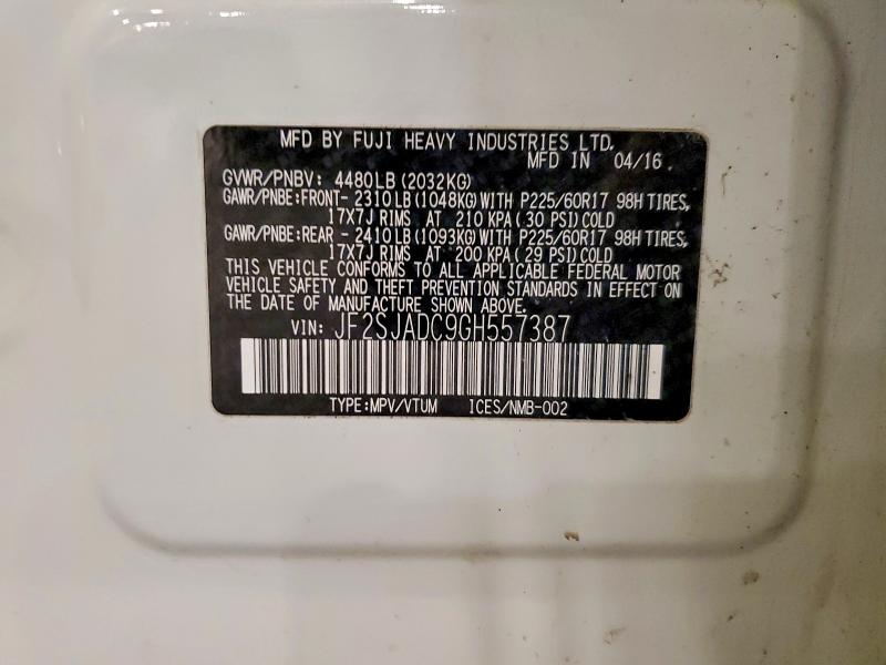 48765386 :رقم المزاد ، JF2SJADC9GH557387 vin ، 2016 Subaru Forester مزاد بيع