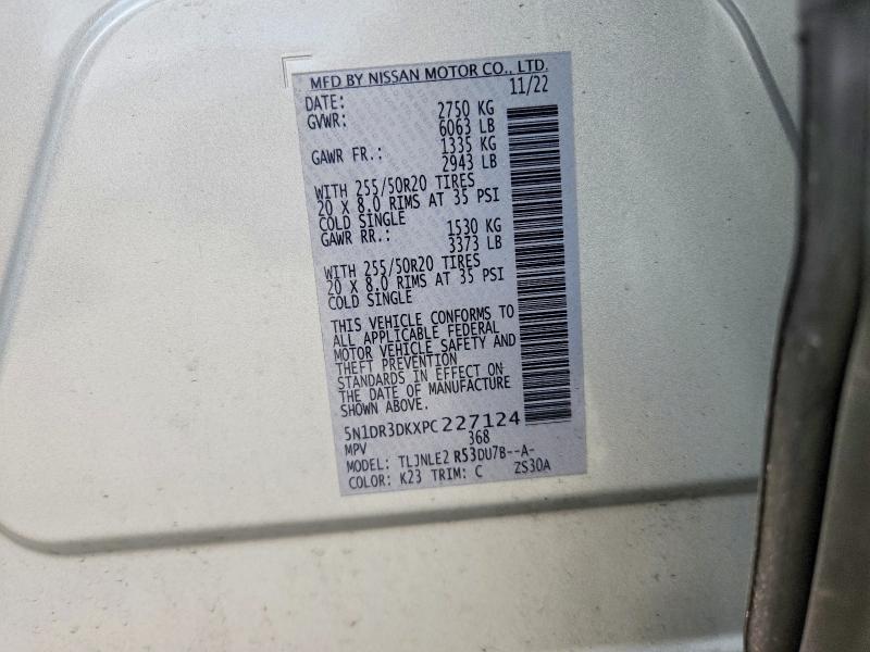 48646966 :رقم المزاد ، 5N1DR3DKXPC227124 vin ، 2023 Nissan Pathfinder مزاد بيع