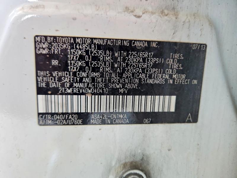 2013 Toyota Rav4 მანქანა იყიდება აუქციონზე, vin: 2T3WFREV4DW040410, აუქციონის ნომერი: 48928296