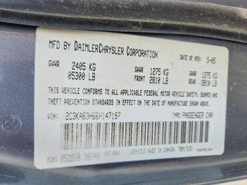 51780496 :رقم المزاد ، 2C3KA63H66H147197 vin ، 2006 Chrysler 300 S 4dr مزاد بيع