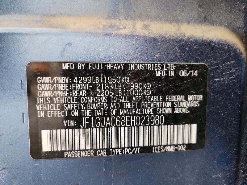 Aukcja sprzedaży 2014 Subaru Impreza, vin: JF1GJAC68EH023980, numer aukcji: 48964266