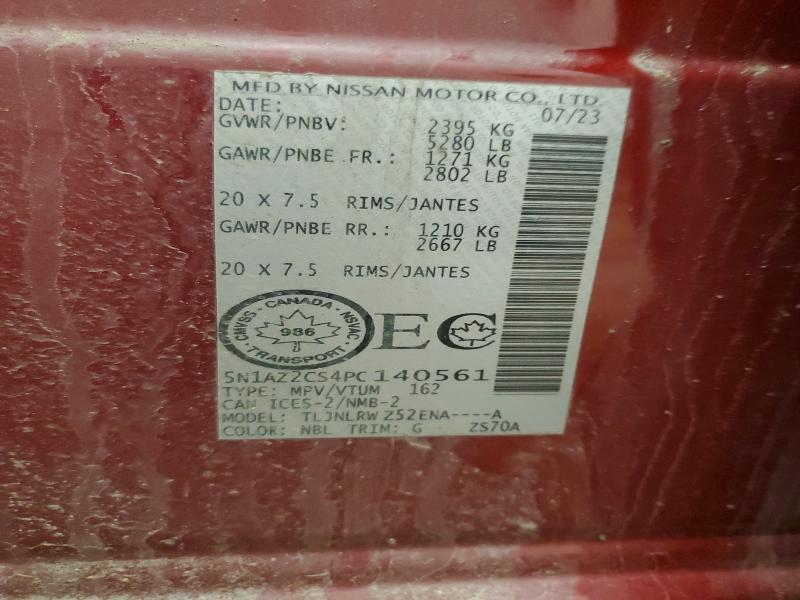 50750486 :رقم المزاد ، 5N1AZ2CS4PC140561 vin ، 2023 Nissan Murano مزاد بيع