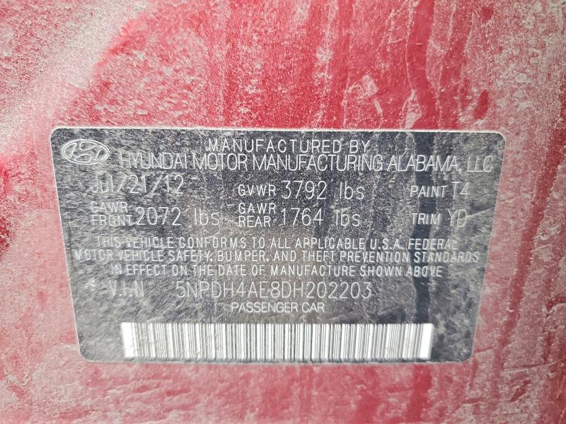 Продажа на аукционе авто 2013 Hyundai Elantra, vin: 5NPDH4AE8DH202203, номер лота: 50888796