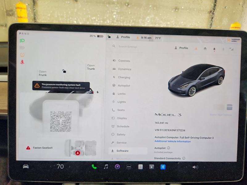 2022 Tesla Model 3 მანქანა იყიდება აუქციონზე, vin: 5YJ3E1EA5NF371234, აუქციონის ნომერი: 49838426