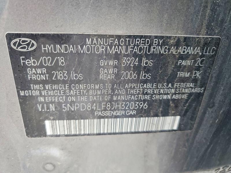 51424436 :رقم المزاد ، 5NPD84LF8JH320396 vin ، 2018 Hyundai Elantra مزاد بيع
