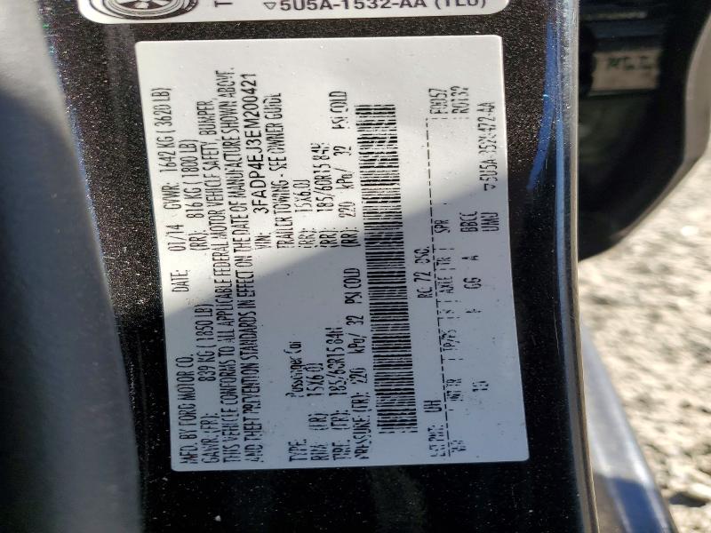 2014 Ford Fiesta მანქანა იყიდება აუქციონზე, vin: 3FADP4EJ3EM200421, აუქციონის ნომერი: 49470356