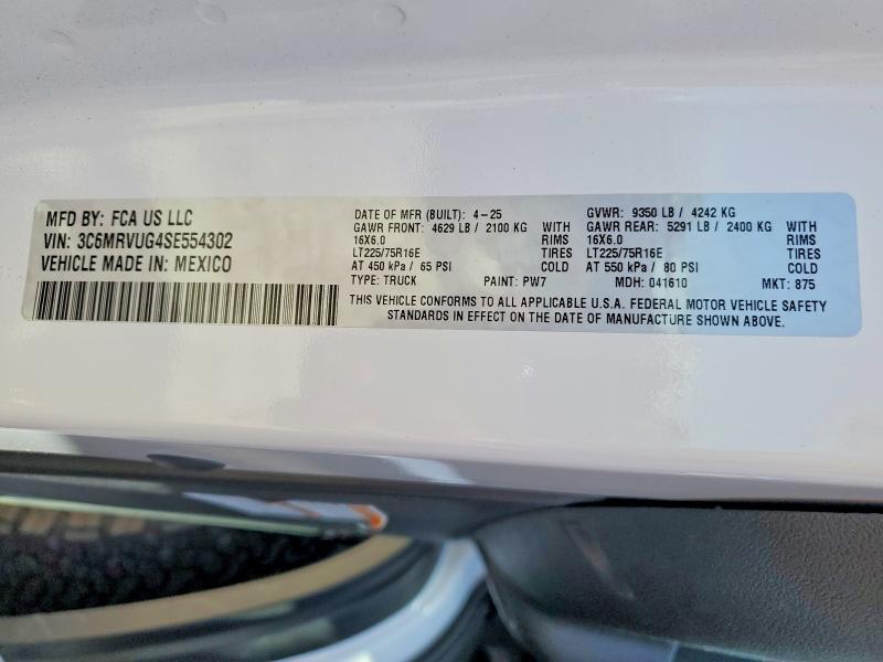 55676726 :رقم المزاد ، 3C6MRVUG4SE554302 vin ، 2026 Ram Promaster 3500 مزاد بيع
