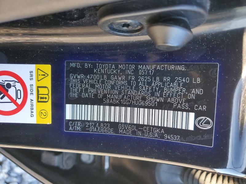 Продажа на аукционе авто 2017 Lexus Es, vin: 58ABK1GG7HU069501, номер лота: 49969976