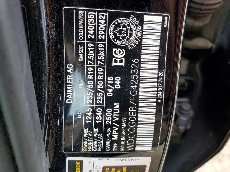 Auction sale of the 2015 Mercedes-benz Glk, vin: WDCGG0EB7FG425326, lot number: 49487906