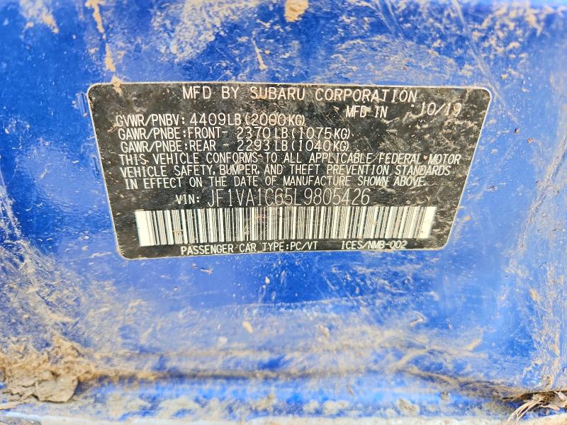 49773196 :رقم المزاد ، JF1VA1C65L9805426 vin ، 2020 Subaru Wrx مزاد بيع