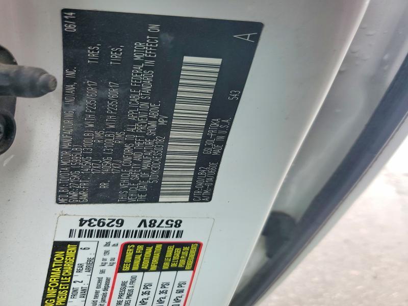 50720906 :رقم المزاد ، 5TDYK3DC4ES503182 vin ، 2014 Toyota Sienna مزاد بيع