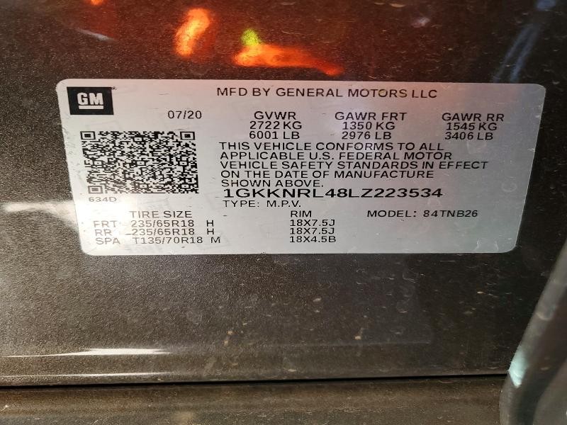 Aukcja sprzedaży 2020 Gmc Acadia, vin: 1GKKNRL48LZ223534, numer aukcji: 49936766