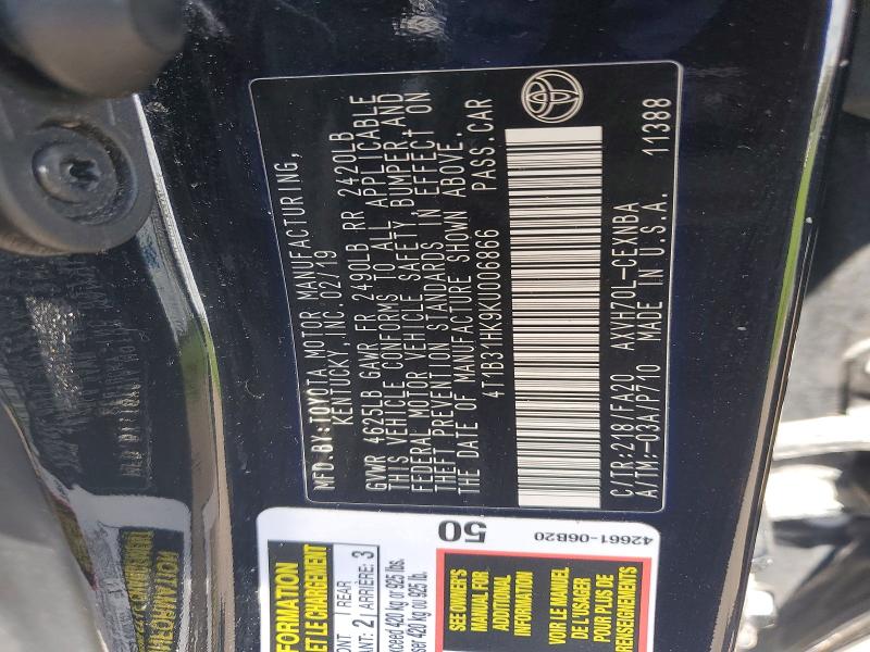 Продажа на аукционе авто 2019 Toyota Camry, vin: 4T1B31HK9KU006866, номер лота: 50471106