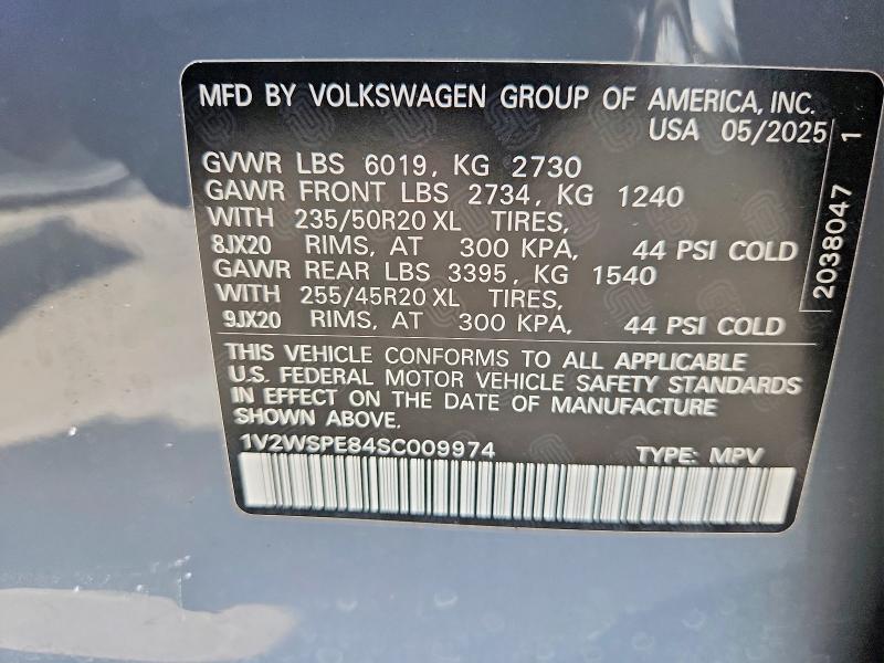 Продаж на аукціоні авто 2025 Volkswagen Id.4, vin: 1V2WSPE84SC009974, номер лоту: 50417036