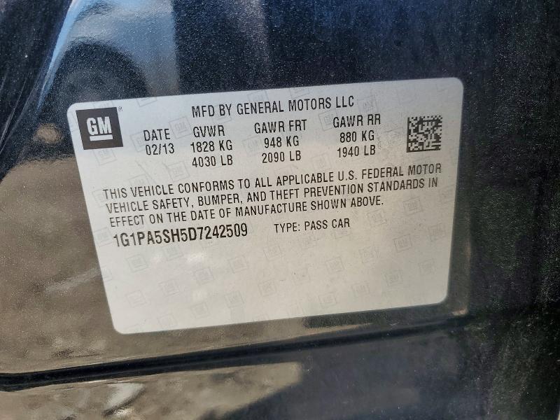 Продаж на аукціоні авто 2013 Chevrolet Cruze, vin: 1G1PA5SH5D7242509, номер лоту: 50524716