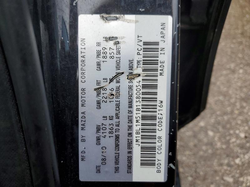 49451566 :رقم المزاد ، JM1BL1M51B1380054 vin ، 2011 Mazda 3 مزاد بيع