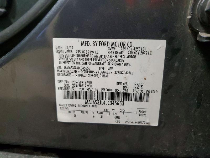 Продаж на аукціоні авто 2020 Ford Ecosport, vin: MAJ6S3JL4LC345653, номер лоту: 50491026