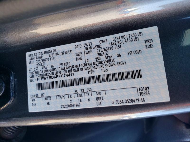 Продажа на аукционе авто 2023 Ford F150, vin: 1FTFW1ED6PFC74417, номер лота: 51493026