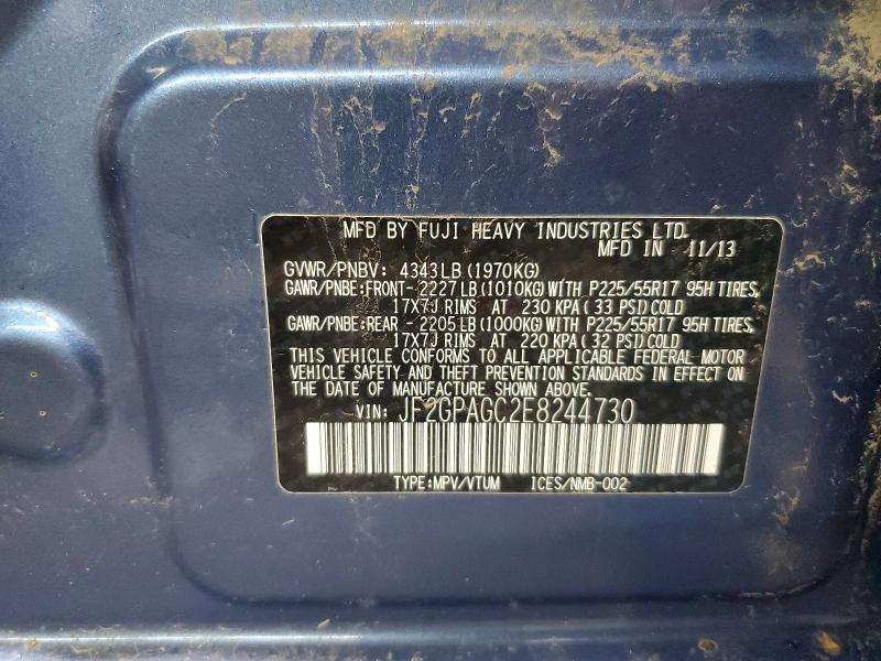 2014 Subaru Xv Crosstrek მანქანა იყიდება აუქციონზე, vin: JF2GPAGC2E8244730, აუქციონის ნომერი: 49655486