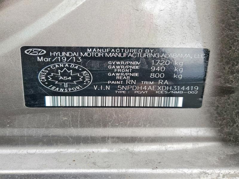 Aukcja sprzedaży 2013 Hyundai Elantra, vin: 5NPDH4AEXDH314419, numer aukcji: 51887636