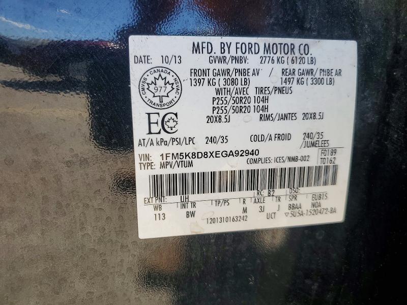 Aukcja sprzedaży 2014 Ford Explorer, vin: 1FM5K8D8XEGA92940, numer aukcji: 51519346