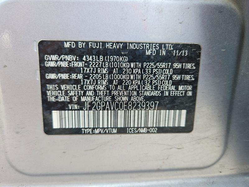2014 Subaru Xv Crosstrek მანქანა იყიდება აუქციონზე, vin: JF2GPAVC0E8239397, აუქციონის ნომერი: 50614466