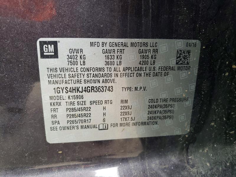 Aukcja sprzedaży 2016 Cadillac Escalade, vin: 1GYS4HKJ4GR363743, numer aukcji: 49029866