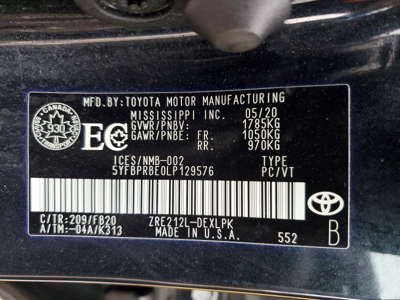 Продажа на аукционе авто 2020 Toyota Corolla, vin: 5YFBPRBE0LP129576, номер лота: 49972566