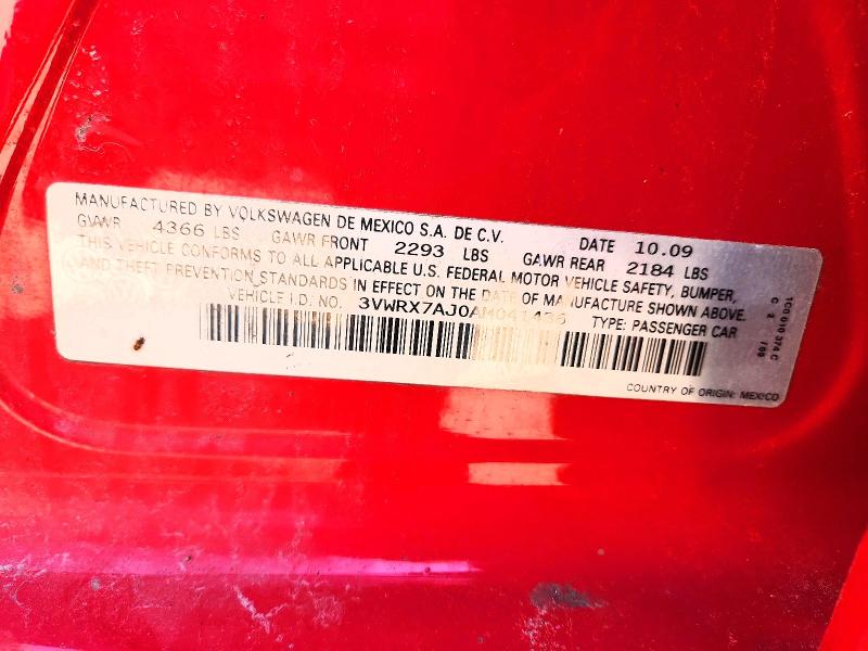 50694476 :رقم المزاد ، 3VWRX7AJ0AM041436 vin ، 2010 Volkswagen Jetta مزاد بيع