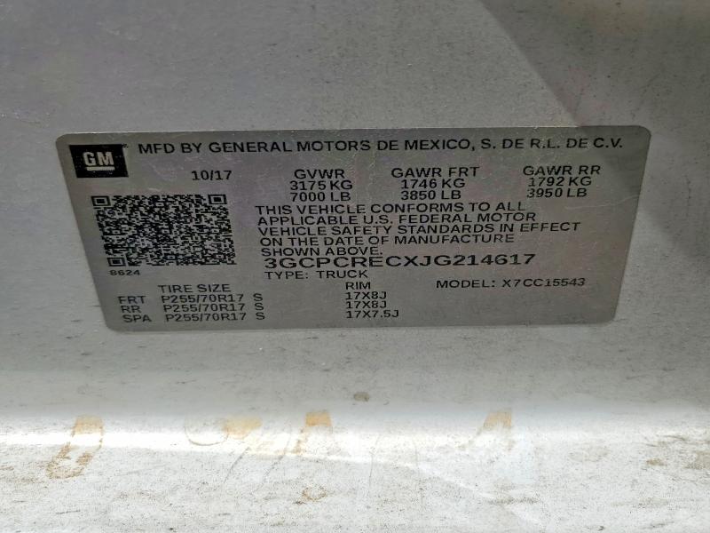Aukcja sprzedaży 2018 Chevrolet Silverado, vin: 3GCPCRECXJG214617, numer aukcji: 51879416