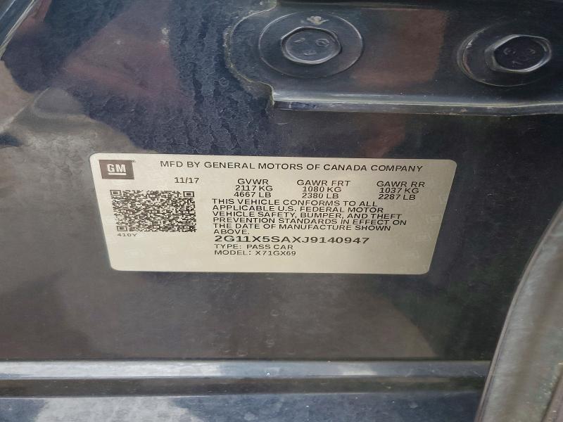 Продаж на аукціоні авто 2018 Chevrolet Impala, vin: 2G11X5SAXJ9140947, номер лоту: 52079016