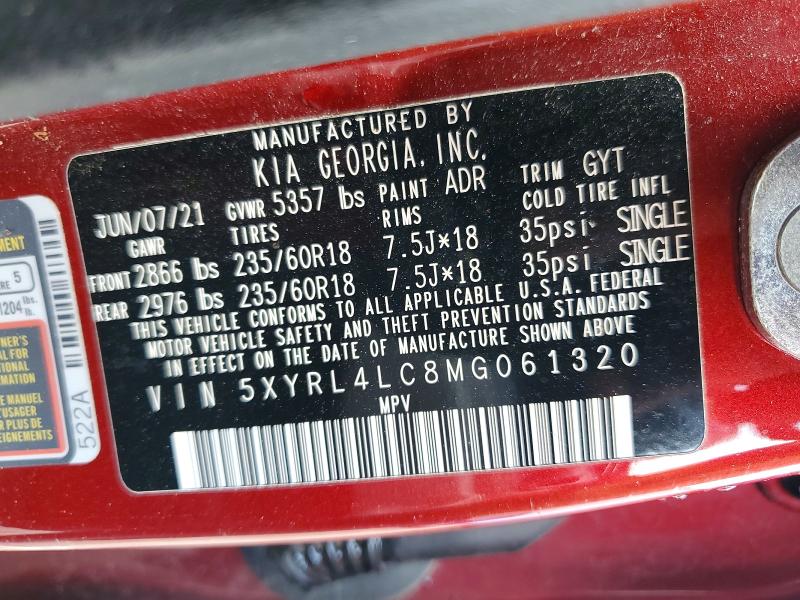 Продаж на аукціоні авто 2021 Kia Sorento, vin: 5XYRL4LC8MG061320, номер лоту: 51769226