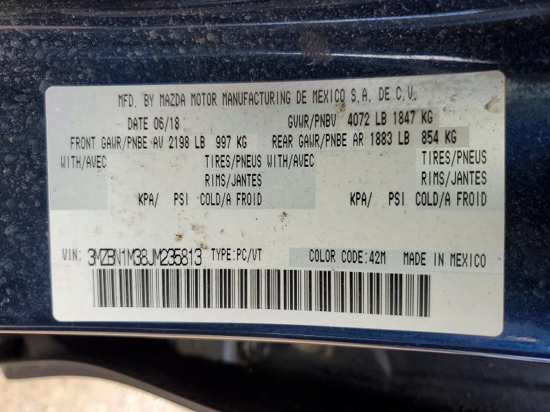 Продаж на аукціоні авто 2018 Mazda 3, vin: 3MZBN1M38JM235813, номер лоту: 49993236