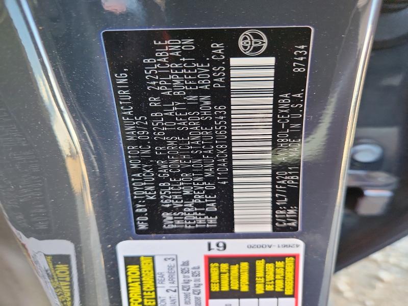 2026 Toyota Camry მანქანა იყიდება აუქციონზე, vin: 4T1DAACK8TU655436, აუქციონის ნომერი: 50550686