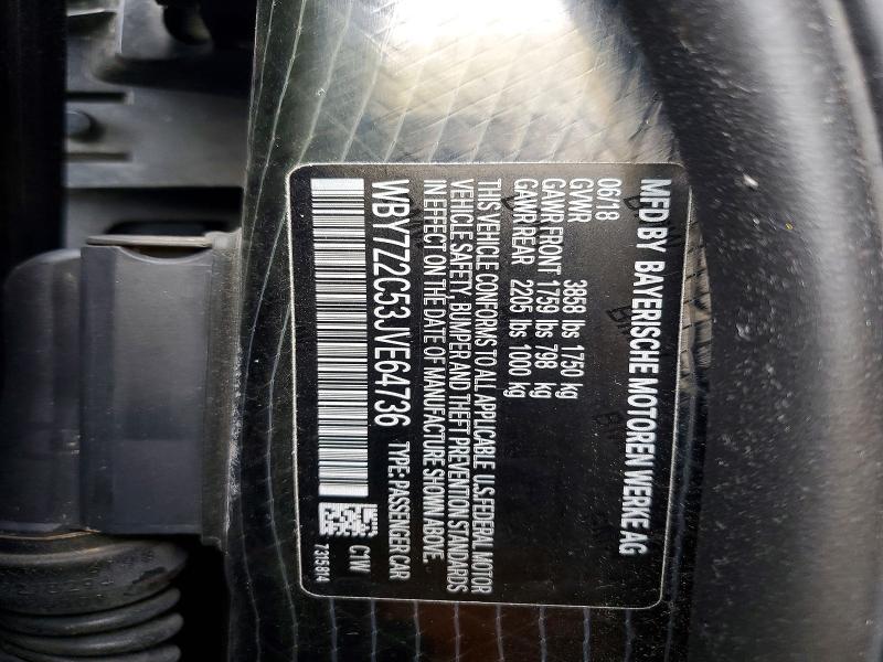 Aukcja sprzedaży 2018 Bmw I3, vin: WBY7Z2C53JVE64736, numer aukcji: 51191216
