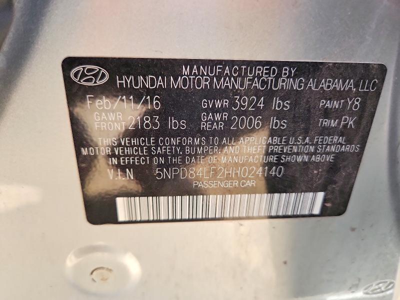 Продажа на аукционе авто 2017 Hyundai Elantra, vin: 5NPD84LF2HH024140, номер лота: 50780826