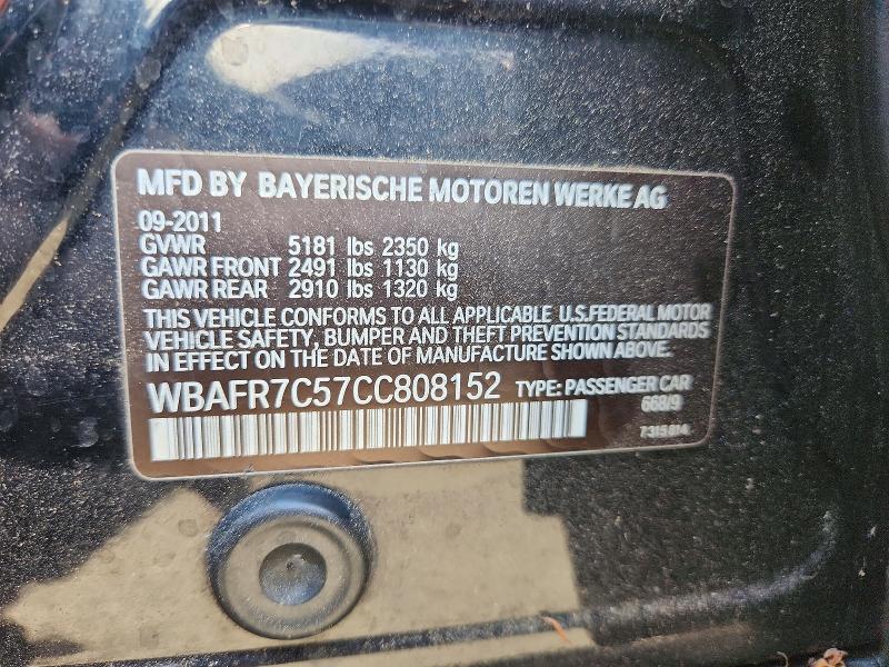 50795286 :رقم المزاد ، WBAFR7C57CC808152 vin ، 2012 Bmw 535 مزاد بيع