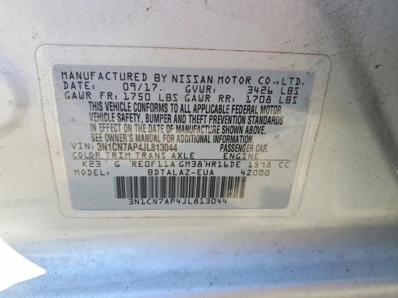 Aukcja sprzedaży 2018 Nissan Versa, vin: 3N1CN7AP4JL813044, numer aukcji: 50957276