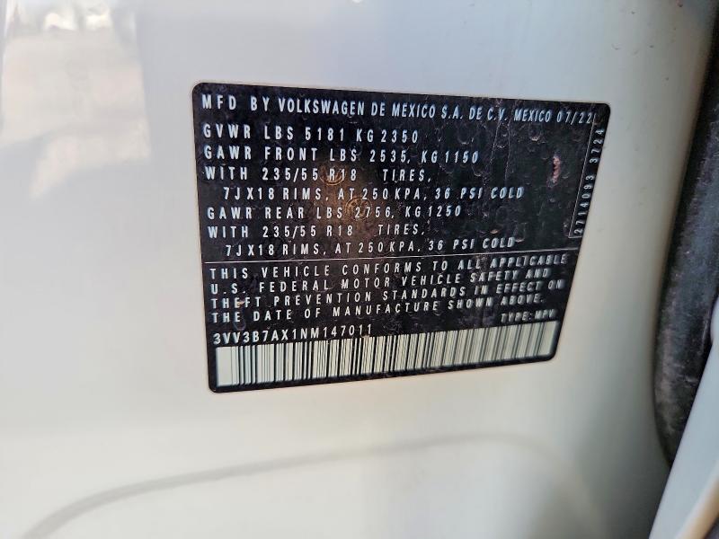 Продажа на аукционе авто 2022 Volkswagen Tiguan, vin: 3VV3B7AX1NM147011, номер лота: 49066366