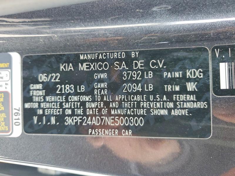 Продажа на аукционе авто 2022 Kia Forte, vin: 3KPF24AD7NE500300, номер лота: 49306706