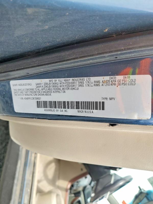 Продажа на аукционе авто 2006 Subaru Legacy, vin: 4S4BP61C367356521, номер лота: 49592756