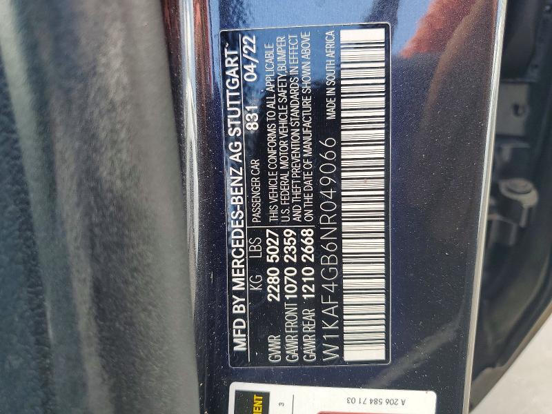 Продажа на аукционе авто 2022 Mercedes-benz C, vin: W1KAF4GB6NR049066, номер лота: 48865466