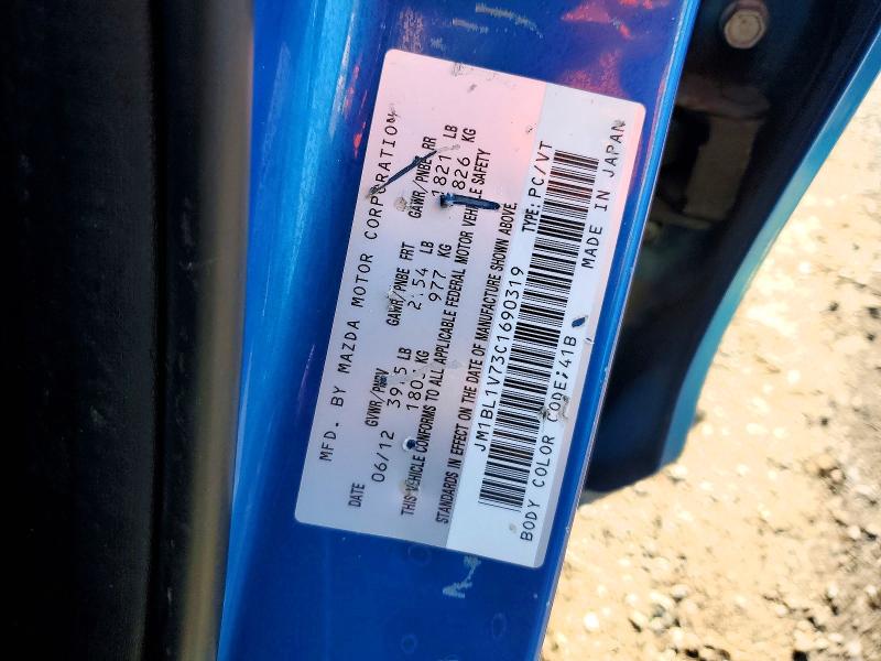Aukcja sprzedaży 2012 Mazda 3, vin: JM1BL1V73C1690319, numer aukcji: 50981256